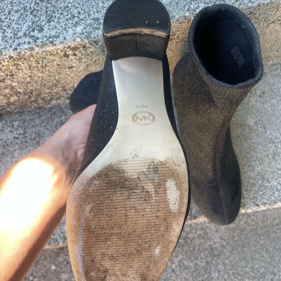 Michael Kors Mandy Sparkle Metallic High Heeled Sock Booties - Black Glitter - Picture 7 of 7